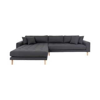 Lido sofa | Chaiselong sofa m. mørkegråt stof 